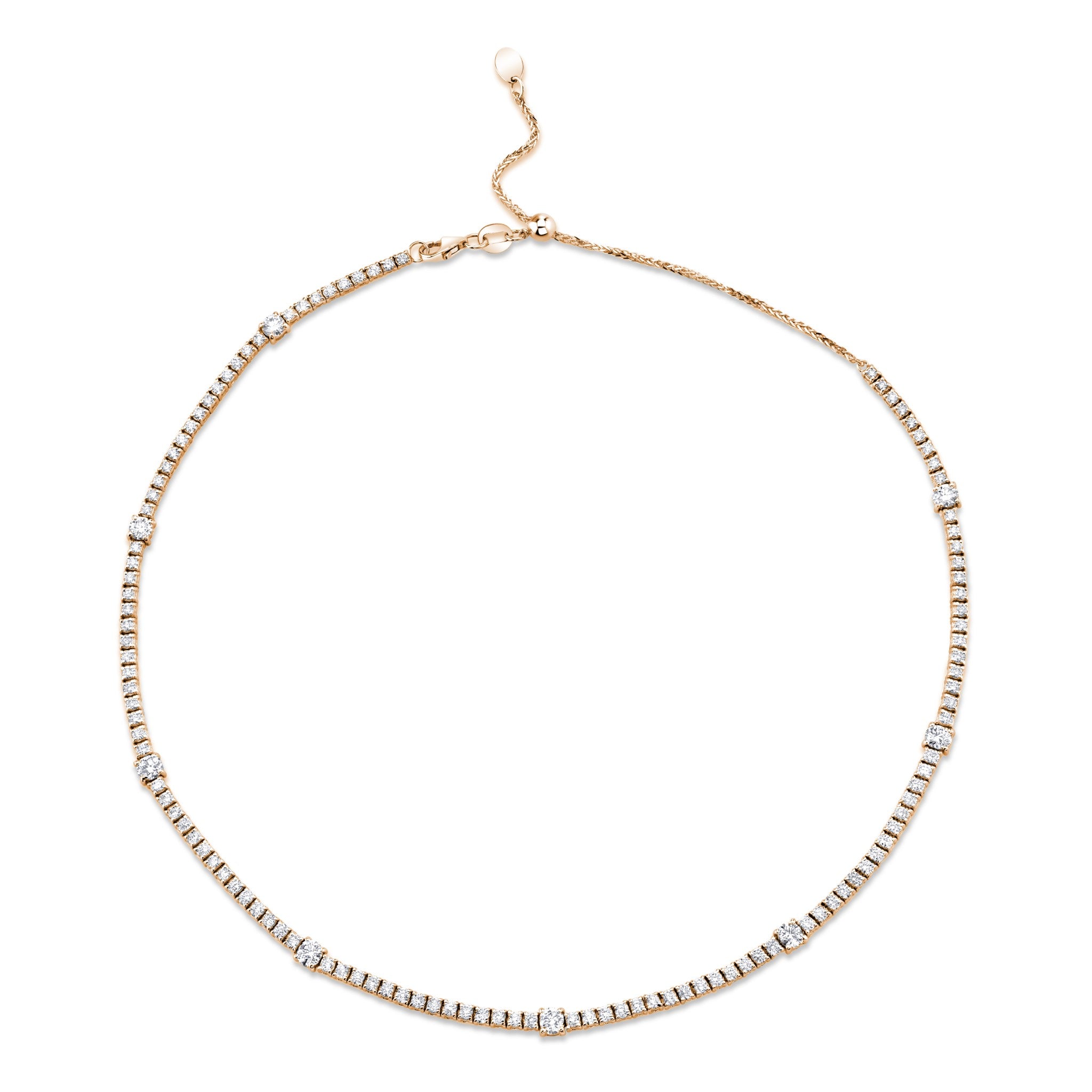 4-prong Station Diamond Tennis 2-in-1 Necklace/Bracelet, natural diamonds, 14K rose gold, view 2
