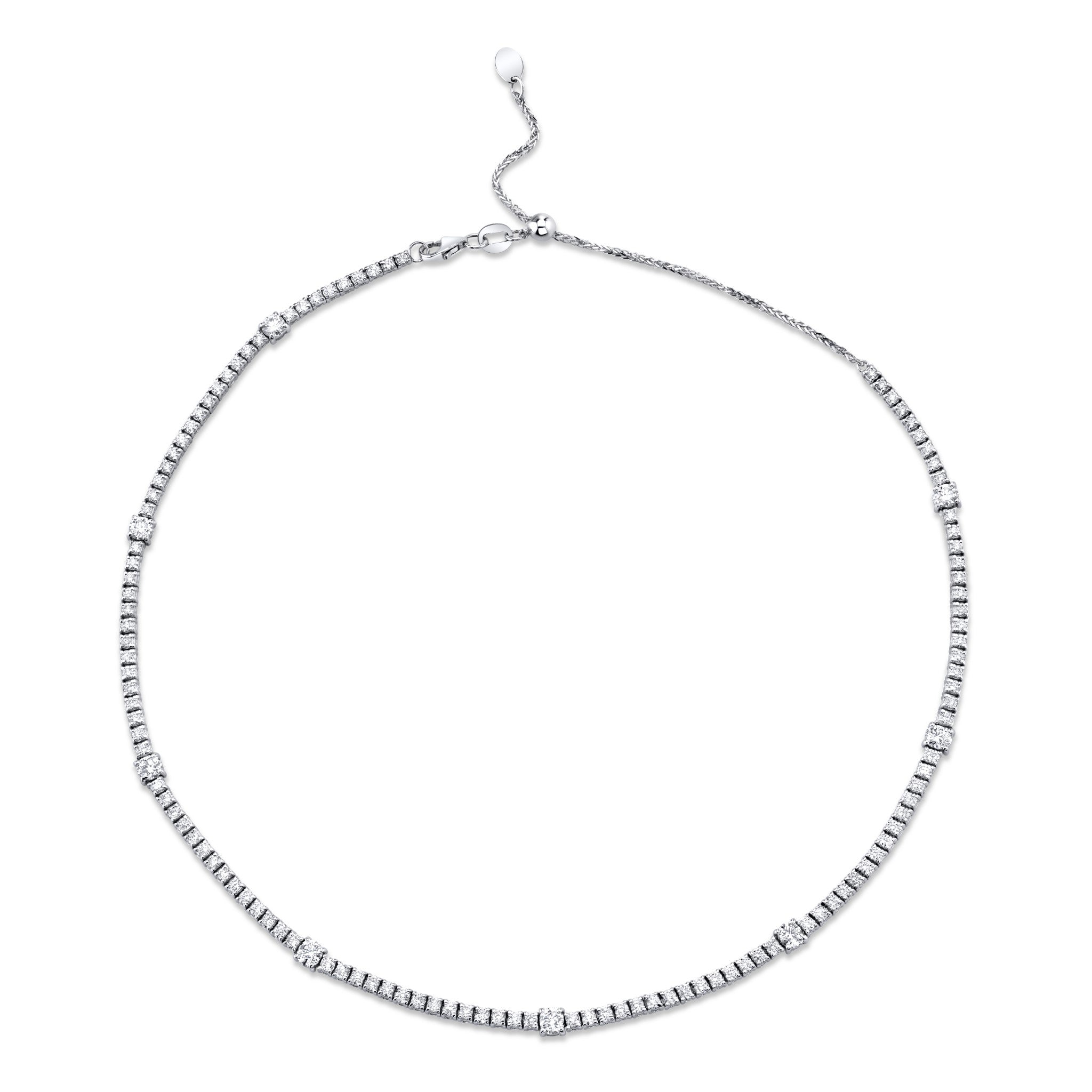 4-prong Station Diamond Tennis 2-in-1 Necklace/Bracelet, natural diamonds, 14K white gold, view 2