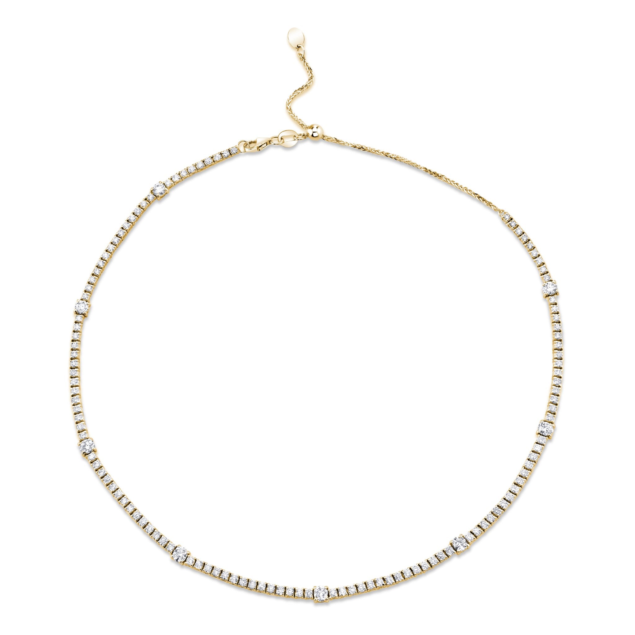 4-prong Station Diamond Tennis 2-in-1 Necklace/Bracelet, natural diamonds, 14K yellow gold, view 2