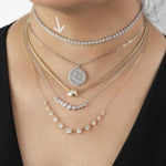 3-Prong 3 Petal Tennis 2-in-1 Necklace/Bracelet, natural diamonds, 14K gold, view 3