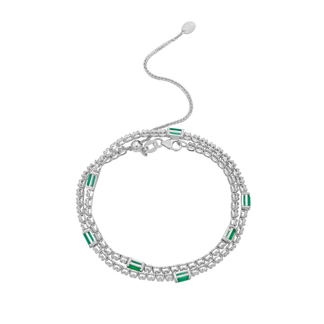 4-Prong & Cupcake Diamond & Emerald Tennis 2-in-1 Necklace/Bracelet, natural diamonds, 14K gold, view 2