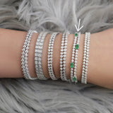 4-Prong & Cupcake Diamond & Emerald Tennis 2-in-1 Necklace/Bracelet, natural diamonds, 14K gold, view 3