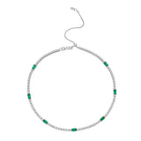 4-Prong & Cupcake Diamond & Emerald Tennis 2-in-1 Necklace/Bracelet, natural diamonds, 14K white gold