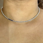 4-prong Straight-line Diamond Tennis Necklace, natural diamonds, 14K gold