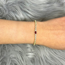 Load image into Gallery viewer, Diamond &amp; Ruby Bezel Tennis Bracelet