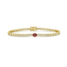 Load image into Gallery viewer, Diamond &amp; Ruby Bezel Tennis Bracelet
