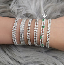 Load image into Gallery viewer, 4-Prong &amp; Cupcake Diamond &amp; Emerald Tennis 2-in-1 Necklace/Bracelet