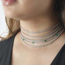 Load image into Gallery viewer, 4-Prong &amp; Cupcake Diamond &amp; Emerald Tennis 2-in-1 Necklace/Bracelet