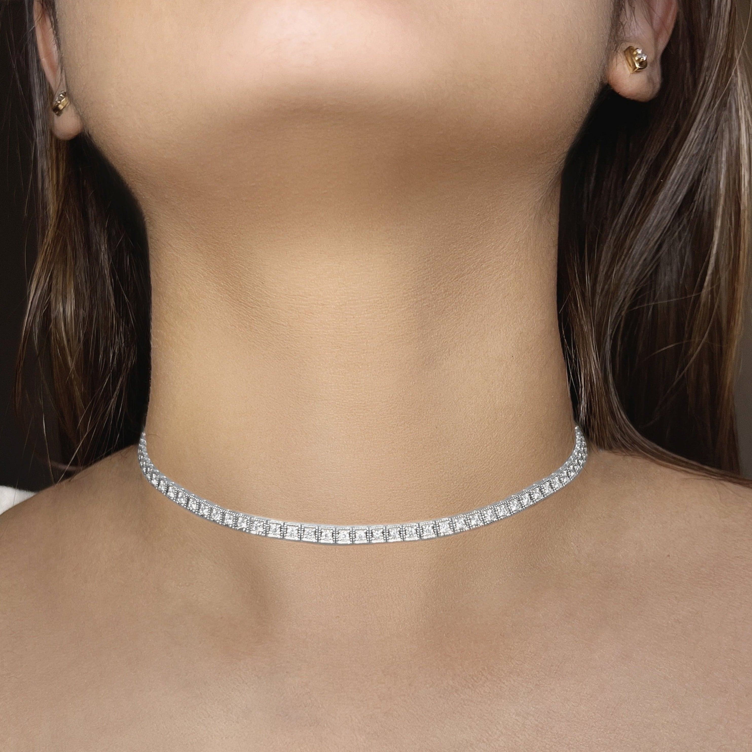 Bead Set With Milgrain Diamond Tennis 2-in-1 Necklace/Bracelet
