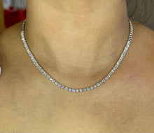 Load image into Gallery viewer, 4-prong Straight-line Half-way Diamond Tennis Necklace