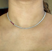 Load image into Gallery viewer, 3-prong Straight-line Diamond Tennis Necklace