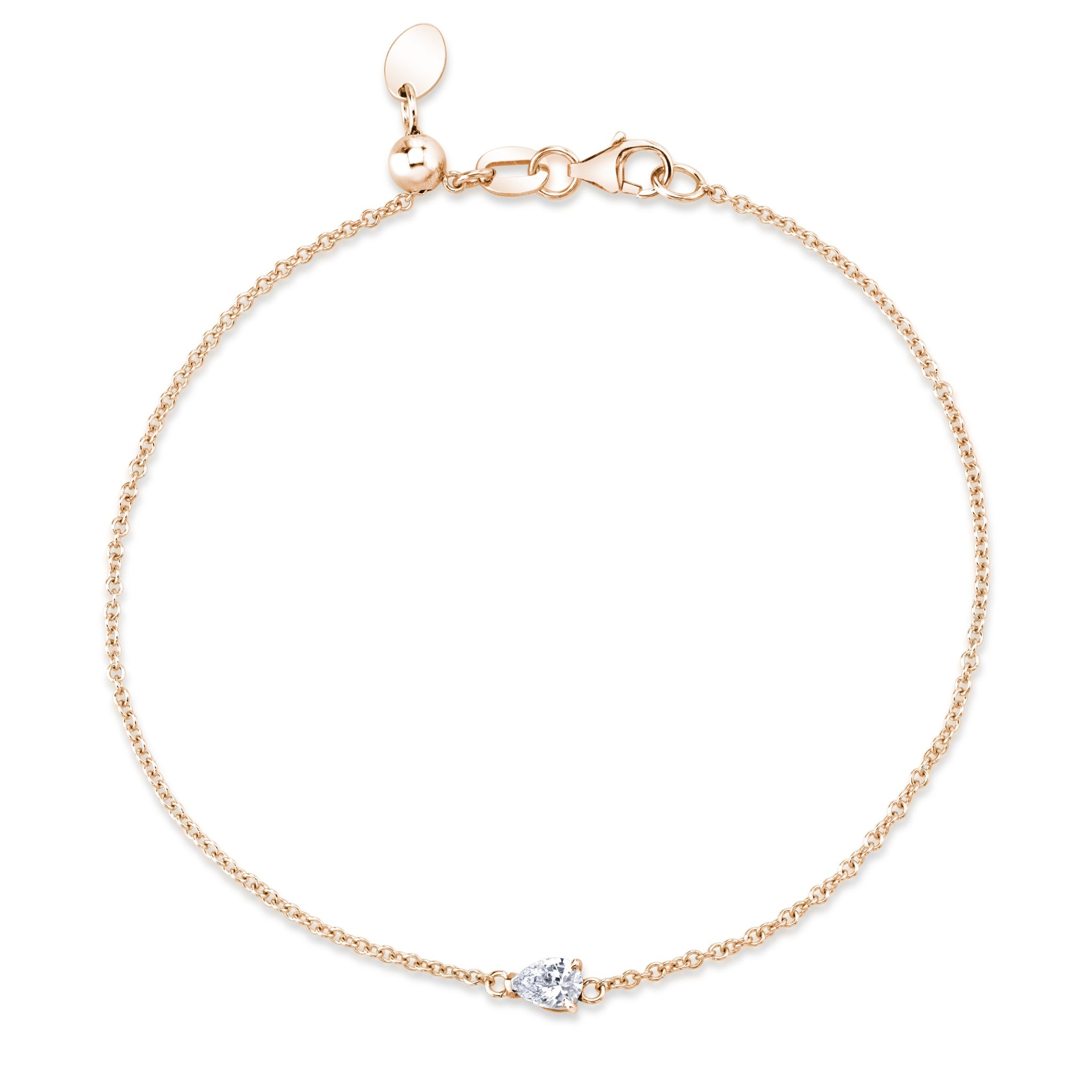 Prong-set Pear Solitaire Diamond Bracelet