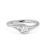Bezel Diagonal Oval Solitaire Ring, lab-grown diamond, 14K white gold, angle view