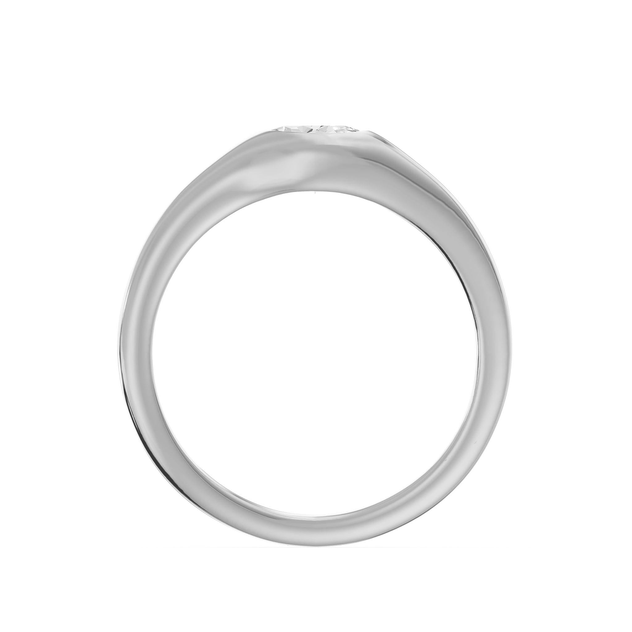 Bezel Diagonal Oval Solitaire Ring, lab-grown diamond, 14K white gold, front view
