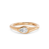 Bezel East West Pear Solitaire Ring, lab-grown diamond, 14K rose gold, angle view