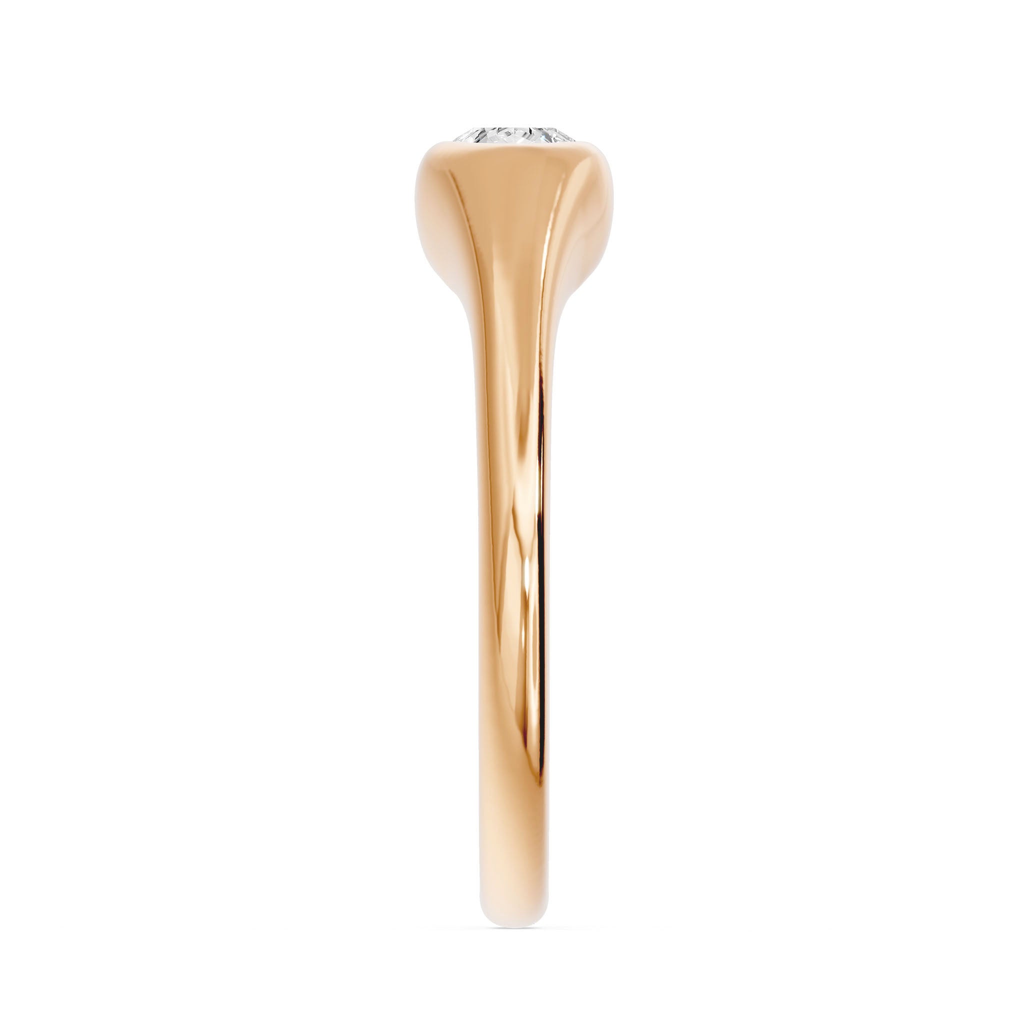 Bezel East West Pear Solitaire Ring, lab-grown diamond, 14K rose gold, side view