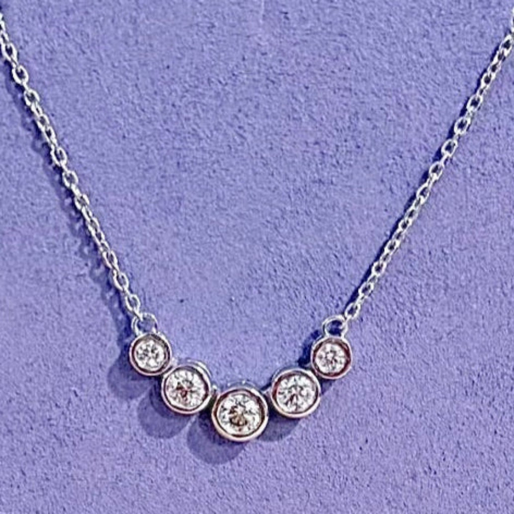 Bezel Graduating Chain, natural diamonds, 14K gold, view 3