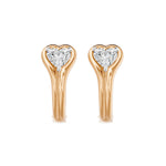 Bezel Heart Huggie Earrings, lab-grown diamonds, 14K rose gold, front view