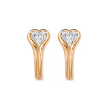 Bezel Heart Huggie Earrings, lab-grown diamonds, 14K rose gold, front view