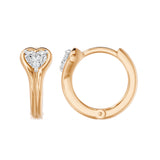 Bezel Heart Huggie Earrings, lab-grown diamonds, 14K rose gold, side view