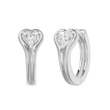 Bezel Heart Huggie Earrings, lab-grown diamonds, 14K white gold, angle view