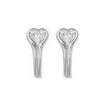 Bezel Heart Huggie Earrings, lab-grown diamonds, 14K white gold, front view