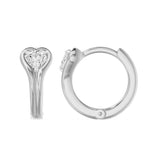 Bezel Heart Huggie Earrings, lab-grown diamonds, 14K white gold, side view