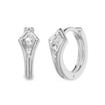 Bezel Kite Huggie Earrings, lab-grown diamonds, 14K white gold, angle view
