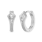 Bezel Kite Huggie Earrings, lab-grown diamonds, 14K white gold, angle view