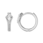Bezel Kite Huggie Earrings, lab-grown diamonds, 14K white gold, side view