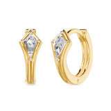 Bezel Kite Huggie Earrings, lab-grown diamonds, 14K yellow gold, front view