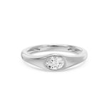 Bezel Oval Solitaire Ring, lab-grown diamond, 14K white gold, angle view