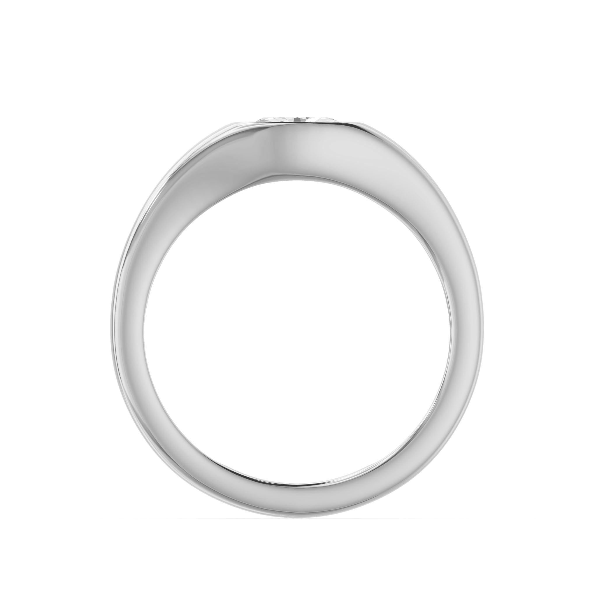 Bezel Oval Solitaire Ring, lab-grown diamond, 14K white gold, front view