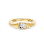 Bezel Oval Solitaire Ring, lab-grown diamond, 14K yellow gold, angle view