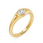 Bezel Oval Solitaire Ring, lab-grown diamond, 14K yellow gold, front view
