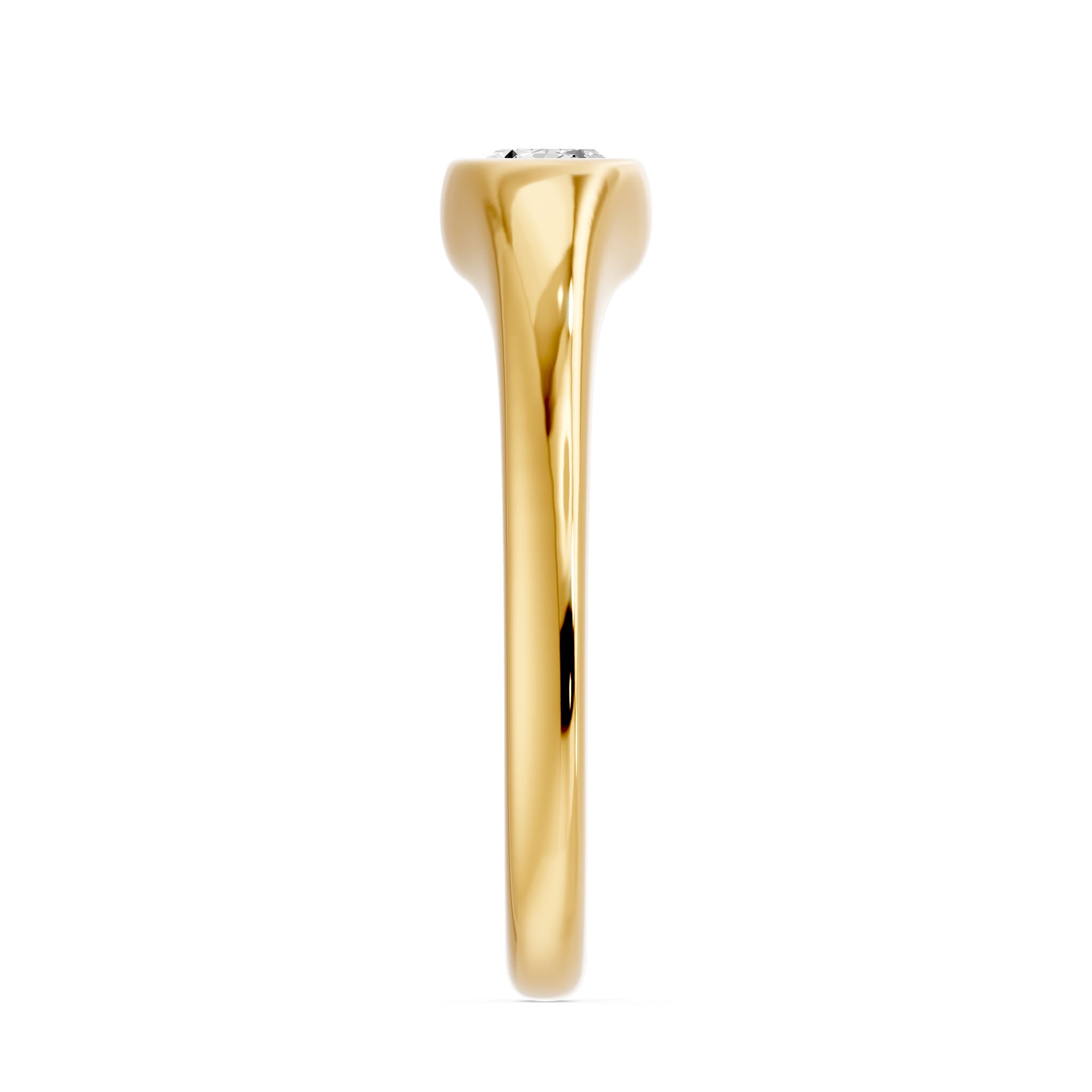 Bezel Oval Solitaire Ring, lab-grown diamond, 14K yellow gold, side view