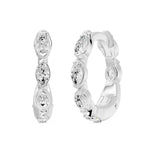 Chevron Huggie Marquise Diamond Earrings, lab-grown diamonds, 14K white gold, front view