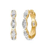 Chevron Huggie Marquise Diamond Earrings, lab-grown diamonds, 14K yellow gold, front view