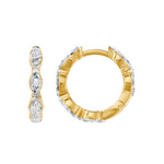 Chevron Huggie Marquise Diamond Earrings, lab-grown diamonds, 14K yellow gold, side view