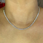 4-prong Straight-line Half-way Diamond Tennis Necklace, natural diamonds, 14K gold