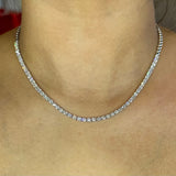4-prong Straight-line Half-way Diamond Tennis Necklace, natural diamonds, 14K gold