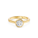 Frame Bezel Round Solitaire Ring, lab-grown diamond, 14K yellow gold, angle view