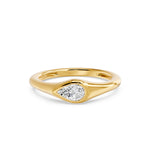 Bezel East West Pear Solitaire Ring, lab-grown diamond, 14K yellow gold, angle view