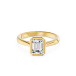 Frame Bezel Emerald Cut Solitaire Ring, lab-grown diamond, 14K yellow gold, angle view