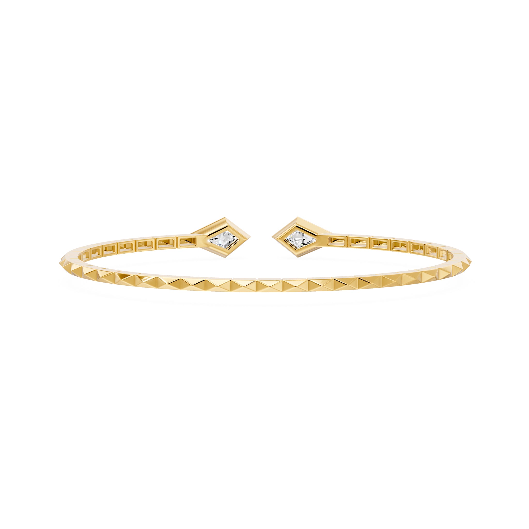 Maison Kite Cut Diamond Bangle Bracelet, lab-grown diamonds, 14K two-tone gold, back view