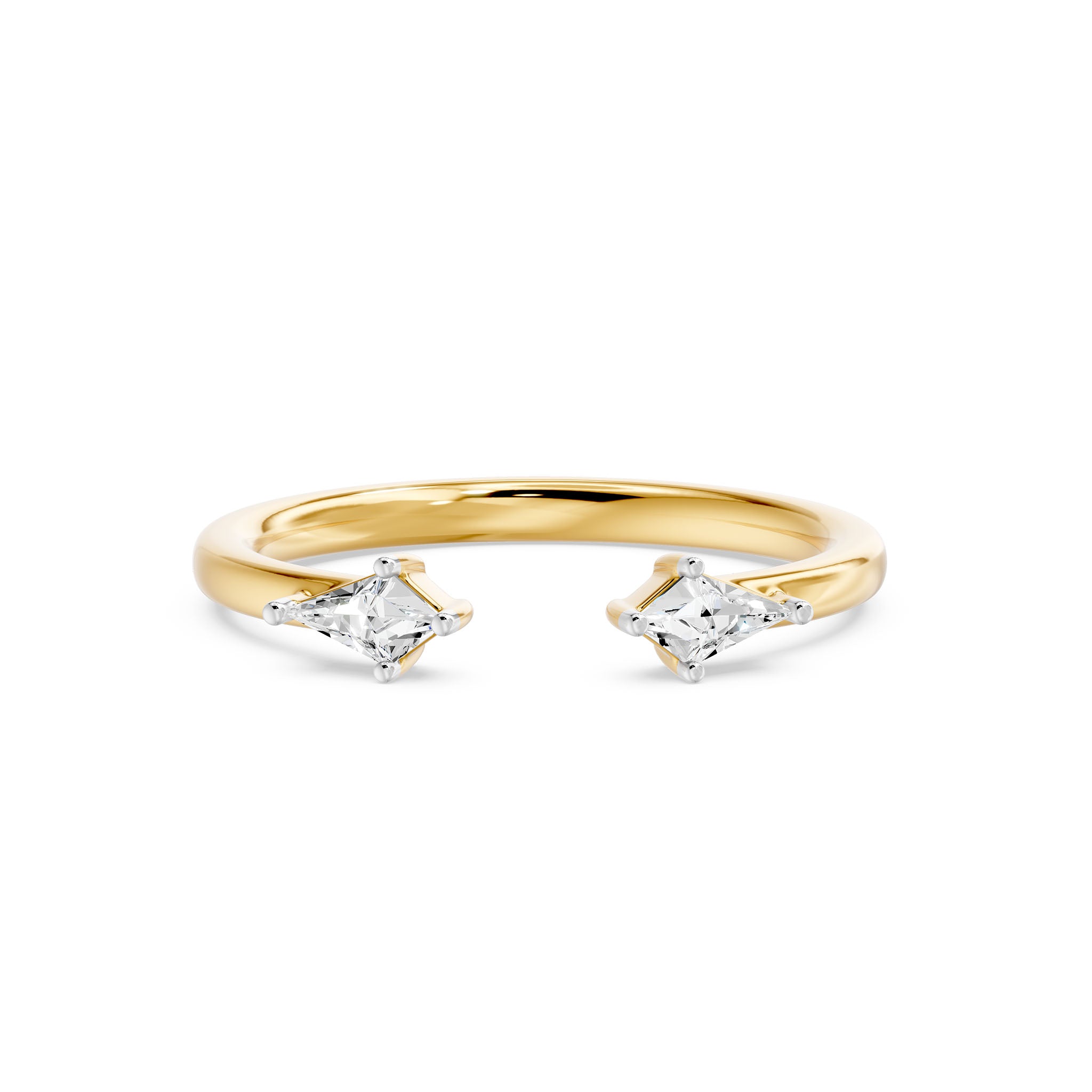 Toi Et Moi Kite Open Cuff Ring, lab-grown diamonds, 14K yellow gold, angle view
