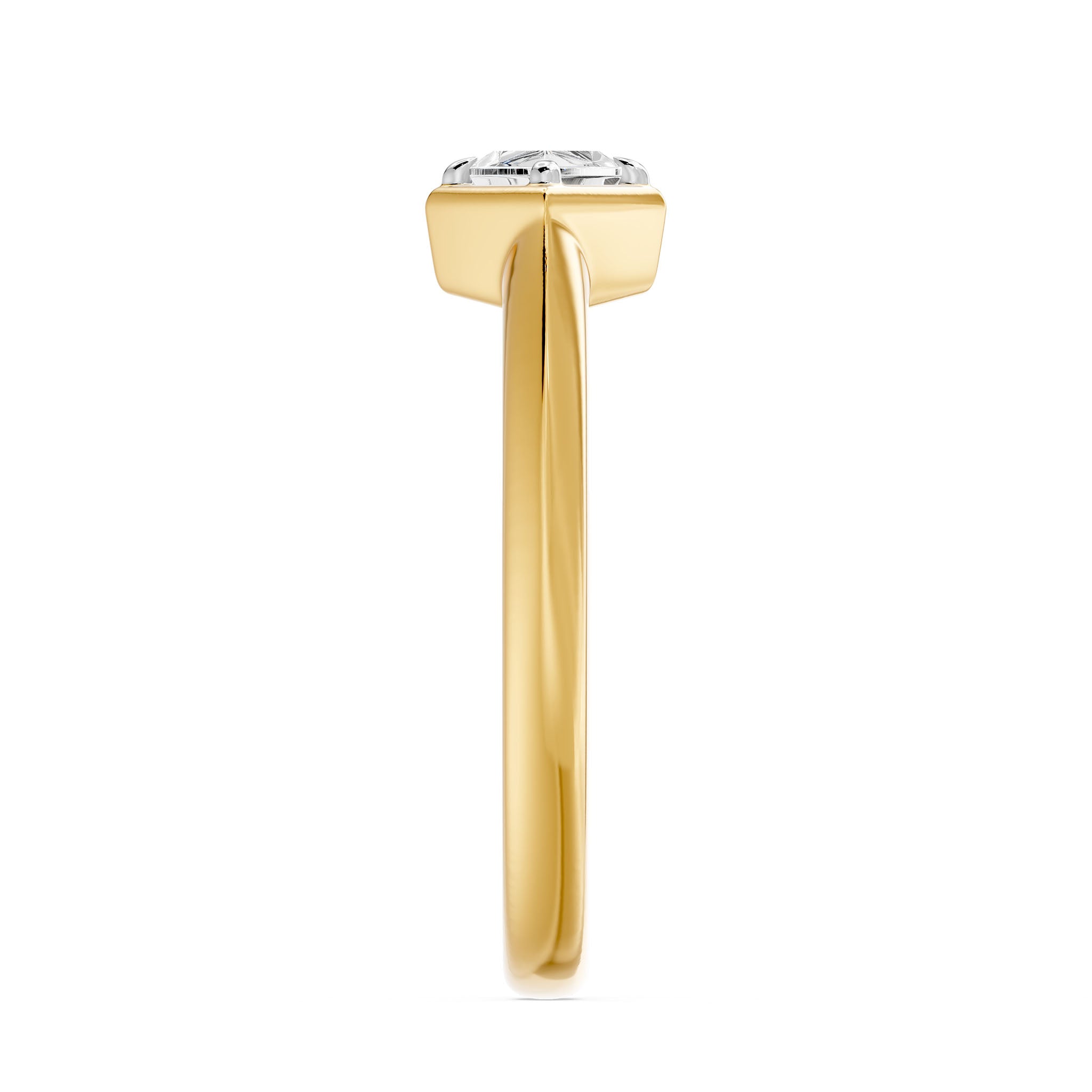 Frame Bezel East West Kite Cut Solitaire Ring, lab-grown diamond, 14K yellow gold, side view