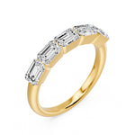 Walking Emerald Cut Five Stone Ring, lab-grown diamonds, 14K yellow gold, 2.2ct, 3d view