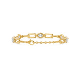 Soft Paper Clip Oval Diamond Five Stone Bracelet, lab-grown diamonds, 14K yellow gold, back view
