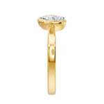 Frame Bezel Pear Emerald Two Stone Ring, lab-grown diamonds, 14K yellow gold, side view
